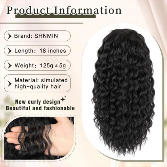Curly Ponytail Extension Synthetic 18 Inch Drawstring Daily Party Use main image 7